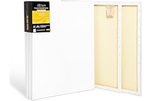 Elan Toile Peinture 50x60 380 g, Lot de 6 Toiles à Peindre 100% Coton, 380 GSM Canvas Painting 50x60, Toile à Peindre, Chassis Entoilé, Canvas 60x50