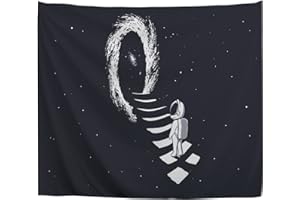 A.Monamour Tapiz de Pared Un Astronauta Subiendo Las Escaleras Hacia El Tema Wormhole Space Tela Colgante de Pared Tapices Pared Mandala Hippie Decorativos para Sala de Estar Dormitorio 180x200cm