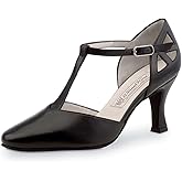 Damen-Tanzschuh Mod. 141 Für Latein In Schwarz-Silber Leder / Velourleder