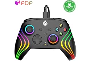 Pdp Afterglow Xbx Wave Filaire Manette Noir pour Xbox Series X|S, Xbox One, Licence Officiel