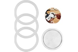 BELLIGERN 4 PCS Espresso Maker Replacement Parts Gasket Compatible with Bialetti Gasket Espresso Maker Includes 3 Silicone Gaskets and 1 Filter for 6 Cup Stovetop Coffee Makers