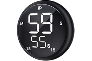 FURRON KING Zegar kuchenny, inteligentny zegar produktywności z działaniami skrótów 5 15 mins, magnetyczny cyfrowy zegar LED dla siłowni biurowej w klasie, czas odliczania dla dorosłych i dzieci. (Czarny)