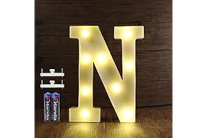 SMOTOT Lettres de l'alphabet à LED - Décoration pour anniversaire, Noël, mariage, fête, Saint-Valentin - Avec 2 piles AA - Crochet sans trace