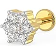 Malabar Gold & Diamonds Real Diamond Nose Pin for Women 18 k Gold | Original Diamond & 18kt Gold Nose pin | 18k BIS Hallmark (750) Nose Stud for Women & Girls with Piercing for Birthday & Diwali Gift