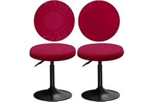 YINGAYOU Hockerbezug Rund 30-40 cm Bezug Hocker Rund Samt Luxuriöser Stoff Waschbar Dehnbar Wunderschöne Farbe für Runde und Eckige Hocker (2, Burgunderrot)