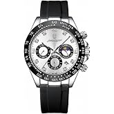 The Watch Company Men’s Quartz Watch | Formal & Casual Looking | White Dial | Black Silicon Strap | 3 Chronograph (Hour,Minut