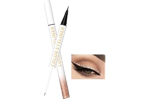 MTUVKGT Matita Occhi Waterproof, Eyeliner Glitterato a Doppia Punta, Matita Eyeliner Liquida Nera Altamente Pigmentata, Eyeliner ad Asciugatura Rapida, Ombretto Scintillante, Trucco Occhi Professionale (02)