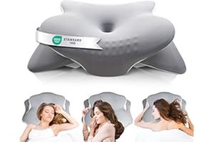ASBTOS Nackenkissen Kopfkissen, Ergonomisches Nackenstützkissen OEKO-TEX® zertifiziert für Allergiker|Kissen Orthopädisches Schlafkissen aus Memory Foam für Seitenschläfer,Rückenschläfer&Bauchschläfer (Grau)