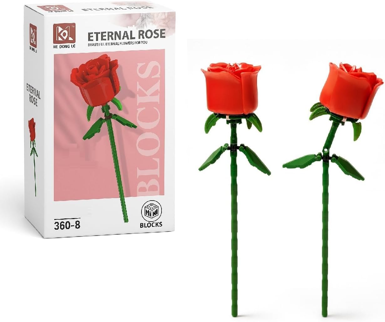 2 Flores Rosa Eterna | Flowers Botanic Bloques de Construcción Adultos | Flores Artificiales Decoracion Hogar | Maquetas para Construir Adultos , Regalos San Valentin, Dia Dos Namorados, Regalo madre