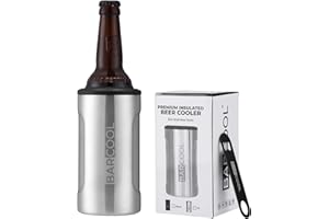 Barcool Beer Cooler with Bottle Opener | Premium Insulated Drink Cooler for Bottles and Cans, Beer Holder for Chilled Refreshment | Perfect Accessories for Home & Outdoor Use - Silver