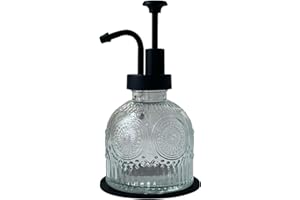 Birugen Vintage Soap Dispenser for Bathroom,Glass Kitchen Soap Dispenser with Pump,Farmhouse Antique,Cute Small Rustic Decor (White)