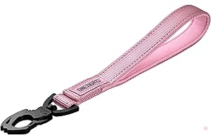 OneTigris Bolt Laisse courte pour chien 30 cm, avec clip en métal et rembourrage doux, réfléchissante, en nylon, convient aux chiens de taille moyenne et grande, rose