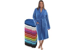 LEBENGOOD Peignoir pour femme et homme, 100% coton éponge américain, 400 g, avec ceinture, poches, peignoir doux, serviette de douche