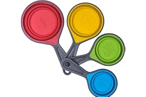 JIIJCAAC Measuring Spoon Set, 4 Spoons for Measuring Food,Measuring Cups for Baking,Silicone Foldable Kitchen Set,Used for Baking, Cooking, and Kitchen (4)