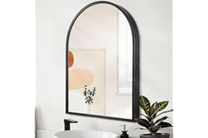 HLFMVWE Bogen Wandspiegel mit Schwarz Aluminiumrahmen Badezimmer Spiegel Metall gerahmter Spiegel, gewölbte Wand montiert Eitelkeitsspiegel für Schlafzimmer Eingang Wohnzimmer 40 x 30 cm