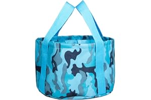 BABYLEISURE Multifuncional Lavabo Portátil Senderismo Cubo Plegable Paño de Oxford Cubo Contenedor de Cuenco Fregadero Al Aire Libre Cubo Plegable Ligera Ahorra Espacio para Jardín, Pesca y Camping—Azul