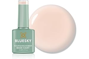 Bluesky Rubber Base Coat 10ml – Nude Enchantment - BNR02, Base Gel for Nails, Strengthening Gel Base Coat for 21 Day Manicure, LED UV Lamp Required