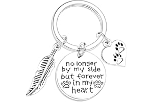 Nfyxcaz No Longer By My Side But Forever In My Heart Keyring Pet Dog Keychain Memorial Gift Sympathy Keychain