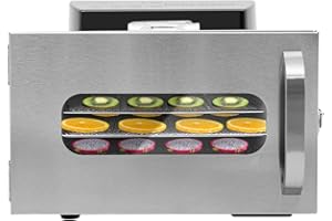 GAABUNGKY Deshidratador automático de acero inoxidable de 6 etapas - regulador de temperatura de 86 a 185 °C - máquina silenciosa para alimentos con pinza