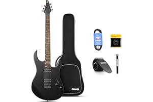 Donner Solid Body E-Gitarre, DMT-100 39 Zoll Metall E-Gitarre Bausatz mit H-H Pickups, Tasche, Saiten, Gurt, Kabel, Saitendämpfer für Rockmusikliebhaber (Schwarz)