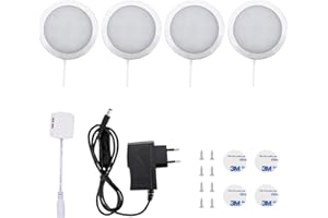 Lightess Lampe de Placard Led 4er Éclairage Sous Meuble Lumière Armoire Applique Murale pour Cabinet Penderie Cuisine Entrée Vtrine Couloir Toilette Blanc Froid