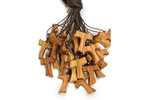 IL SOLE Tau 3 cm 20 piezas de madera de olivo, cruz de San Francisco de Asís con los 3 nudos franciscanos con 1 certificado de calidad realizado en las cercanías de Asís