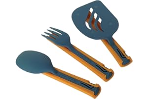 Jetboil Jetset Stowable Camping Utensil Set, Grey Orange