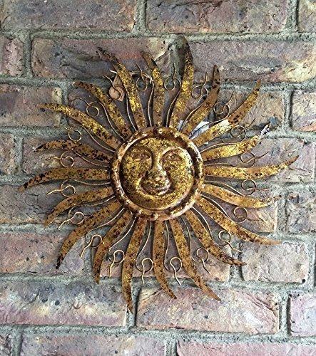 ART FERRO " SONNE " BRAUN GOLD° METALL° WANDTATOO ° BILD °GARTENDEKO ° D 48 cm°