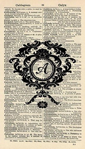Monogram Art Print - Letter A Art Print - Typography Art Print - Vintage Art Print - Vintage Dictionary Art Print - Quote Wall Art - Alphabet Artwork - Personalised Gift - Illustration - Wall Hanging - Book Print 753B