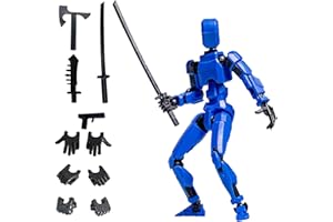 Azxndy 3D Printed Moveable Joints Robot，Finger Exercising Toys Assembly Set，Multi Joint Movable Model，Full Body Mechanical Movable Toy,Movie Character Desktop Decoration for Game Lovers (blue)