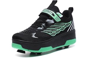 HUSKSWARE Zapatillas de Skate automáticas de Dos Ruedas para Niño Niña, Patines en línea para niños con Doble Rueda, Zapatillas de Deporte para Actividades al Aire Libre,Negro y Rosa,Negro y Blanco,30-39 EU