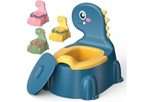 SWEETMIRTH Potty Training Toddler Toilet,Baby Potty Chair for Kids Boys Girls,Dinosaur Portable Potty Toddlers Toilet Seat Potties Trainer with Lid Splash Guard Non-Slip Removable Bowl for 1-6 Year Old (Blue)