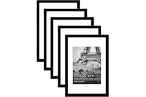 Americanflat Cornice per foto 20x30cm in nero – Display 15x20cm con tappetino e 20x30cm senza tappetino – Set di 5 cornici con ferramenta a dente di sega per esposizione orizzontale e verticale