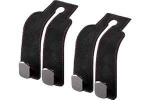 Bosmsaslad 2 Piezas Ganchos para Asiento de Coche, Ganchos para Reposacabezas Coche, Multifuncionales Ganchos Organizadores Cuero almacenamiento Coche, Gancho Universal Reposacabezas Asiento Trasero