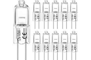 SINCHEREU Ampoules Halogènes G4 12V 10W Dimmable, Culot à Broches, Ampoule Halogène G4 2 Broches, Lampe Halogène Dimmable Pour Hottes Aspirantes, Cuisines, Salons, 12 Pièces