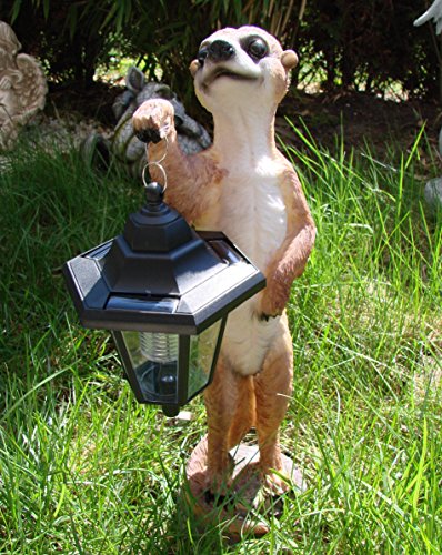 XL Erdmännchen Eddy mit Solarlaterne Figur Gartenfigur 40 cm - 2