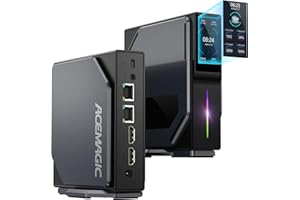 ‎ACEMAGIC ACEMAGIC S1 LCD Mini PC Ιntel Alder Lake-N95(bis zu 3,4GHz), 16GB DDR4 512GB M.2 NVMe SSD Vertikaler Mini Computer mit RGB-Licht, 4K UHD/Dual LAN für Heim/Büro