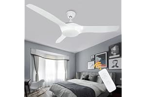 ‎DEPULEY Depuley LED Deckenventilator mit Beleuchtung und Fernbedienung, 58W Ventilator mit 18W Leuchte und Timer, 3 Farbwechsel 3000K-6000K, Einstellbare Windgeschwindigkeit Super Leise für Schlafzimmer