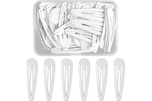 NATUCE 50PCS Negro Pinza de Pelo para Niñas Mujeres, 5CM Clips de Pelo de Metal, Horquillas Pelo, Accesorios Cabello, Pinza para el Cabello, Pernos de Pelo, Clips de pelo para Niñas, Chicas (Blanco)
