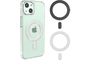 AYWFEY Anneaux de Sécurité Magnétique, Lot de 2 Autocollant Compatible avec MagSafe, Charge sans Fil Support, Kit de Conversion Universel pour iPhone 15/14/13 Pro Max Mini,Galaxy S23/S22(Noir & Blanc)