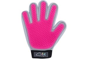 Crea Nut- Guanto Spazzola per la toelettatura di Cani, Gatti e Conigli. Spazzolatura Delicata e massaggiante per la rimozione dei peli degli Animali Domestici. Effetto Rilassante. (Rosa)