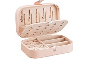ZOCONE Portagioie Viaggio, 2 Strati Portable Portagioie Piccolo Portagioie da Viaggio Donna, Adatto per Riporre Orecchini/Anelli/Collane, 16.5 * 11.5 * 5.5cm