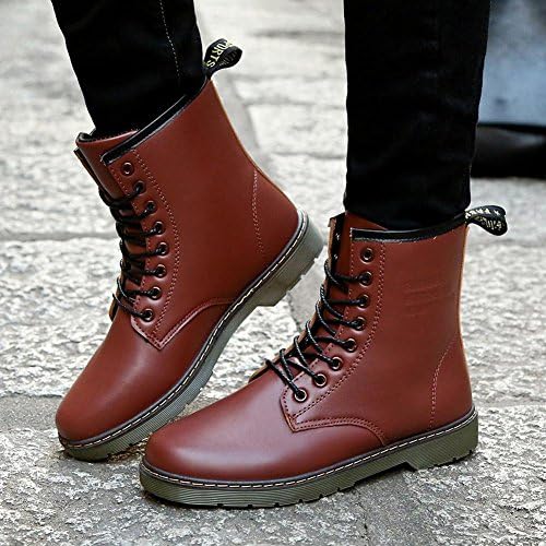 WZW Men‘s Boots Fall Winter Mary Jane PU Casual Work &amp; Safety Flat Heel Lace-up Black Brown Red , red , us9.5 / eu42 / uk8.5 / cn43