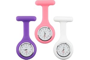 JUGCUT 3Pcs Nurse Watch Brooch,Nurse Doctor Pocket Watch Clip on Quartz Infection Control Design, Pocket Clock with Pin for Health Care Nurse Doctor Paramedic, Medical Brooch Fob Watch for Women Men