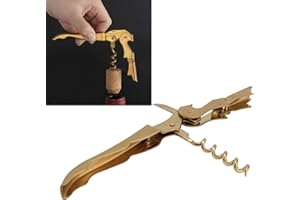 Fournyaa Sacacorchos de Vino, Cuchillo portátil para Abrir Botellas, Caballo de mar, hipocampo, Camarero, sacacorchos para el hogar, para Bar(Dorado)
