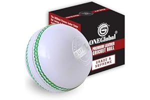 ONEGlobal Supreme – Balle de cricket en cuir | 100 % cousue à la main, 156 g – 5,5 oz, construction imperméable en 4 pièces | Balles de cricket rigides de qualité match