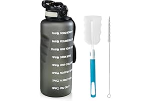MOLEKSDAL 1.5 L Trinkflasche, BPA-freies Tritan-Material 1500 ml Große Sportwasserflasche mit Trinkhalm und Zeitmarkierung, das beste Zubehör für Sport, Fitness, Laufen, Wandern - Spülmaschinenfest(Schwarz)