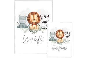 Cozy Racoon Examination Book and Vaccination Certificate Cover, 3-Piece Set, Made in Germany, High-Quality Cover for Your Child's Examination Book and Vaccination Certificate - Design Animals, Wild