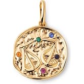 SINGULARU - Charm Organic Colors Zodiac - Pendant in Brass with 18Kt Gold Plated Finish - Charm Combinable with Necklace - Je