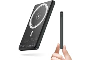 NOHON Batería Externa Magnético Power-Bank: 5000mAh 8MM Slim Powerbank Inalambrico Cargador Portátil con USB-C Carga Rápida 20W PD Compatible con iPhone 15/14/13/12 Mini/Pro/Pro MAX(Gris Negro)